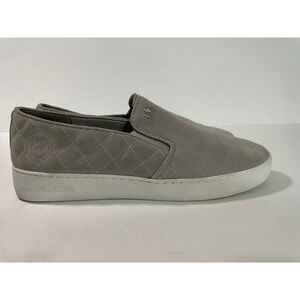 Michael Kors Keaton Suede Slip On Sneakers Womens 10M Grey Quilted Logo Platform